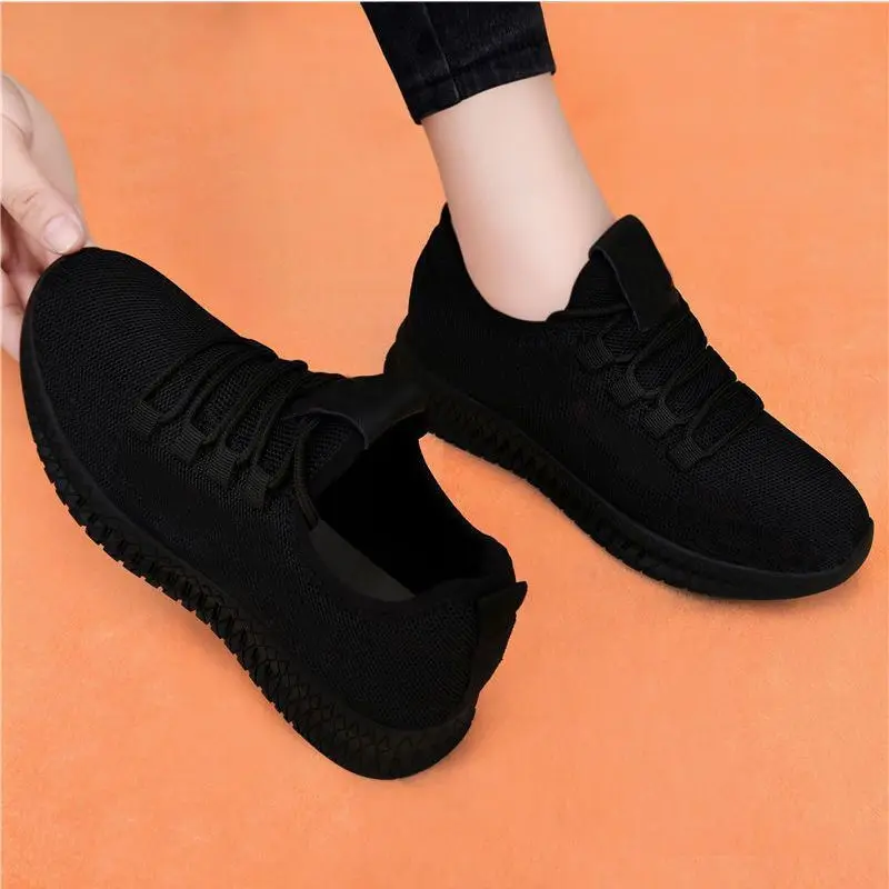 2024 Autumn Women's Breathable Non-slip Platform Fashion New Casual Shoes Korean Running Shoes Black Sneakers Shoes for Women