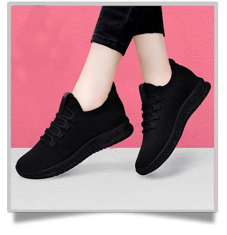 2024 Autumn Women's Breathable Non-slip Platform Fashion New Casual Shoes Korean Running Shoes Black Sneakers Shoes for Women