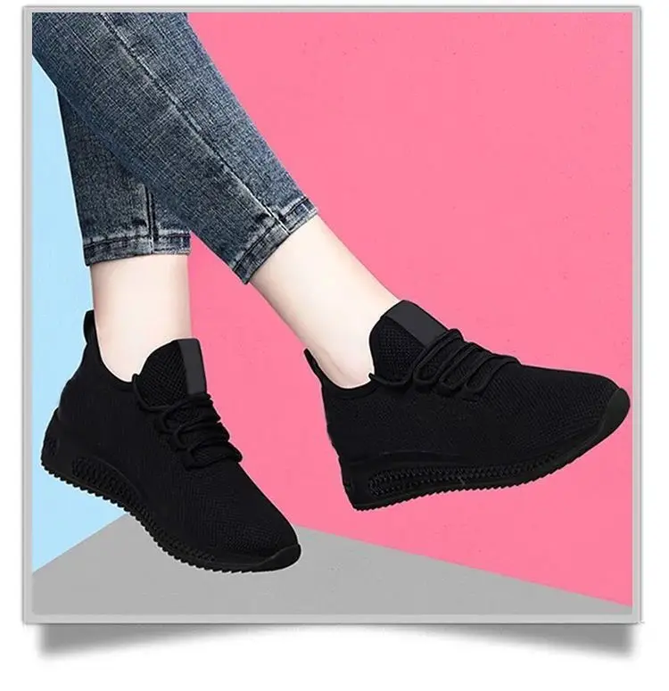 2024 Autumn Women's Breathable Non-slip Platform Fashion New Casual Shoes Korean Running Shoes Black Sneakers Shoes for Women