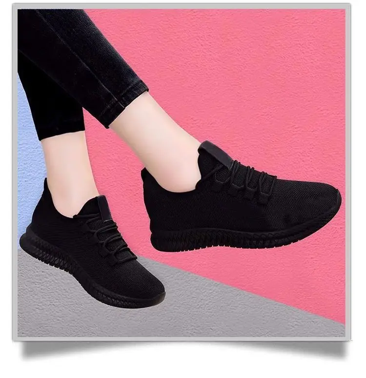 2024 Autumn Women's Breathable Non-slip Platform Fashion New Casual Shoes Korean Running Shoes Black Sneakers Shoes for Women