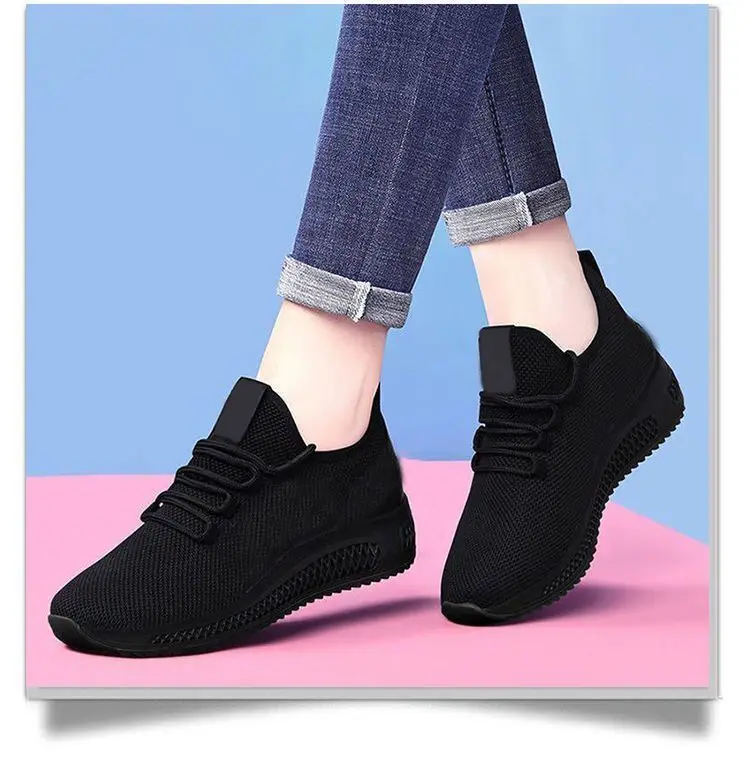 2024 Autumn Women's Breathable Non-slip Platform Fashion New Casual Shoes Korean Running Shoes Black Sneakers Shoes for Women