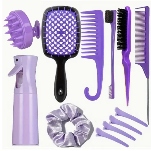 12pc/set Women's Hair Comb Hairstyling tools kit hairstyling accessories hair Spray Bottle Hair Brsuh Edge Hair Brush Curly Hair