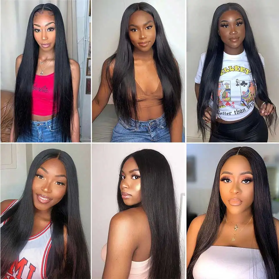 Smooth Straight Human Hair Ready To Wear Preplucked Straight Human Hair Wigs 5x5 Lace Closure Pre Cut 13x4 Lace Front Wigs Bling