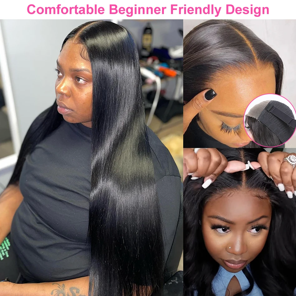 Smooth Straight Human Hair Ready To Wear Preplucked Straight Human Hair Wigs 5x5 Lace Closure Pre Cut 13x4 Lace Front Wigs Bling