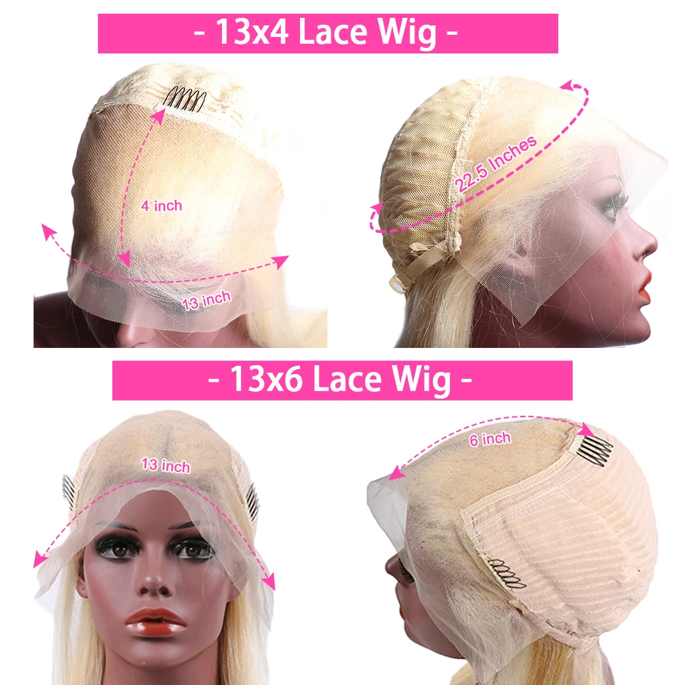 HD Transparent 613 Blonde Straight 200 Density 13x4 13x6 Lace Front Human Hair Wigs For Women Brazilian 360 Lace Frontal Wig