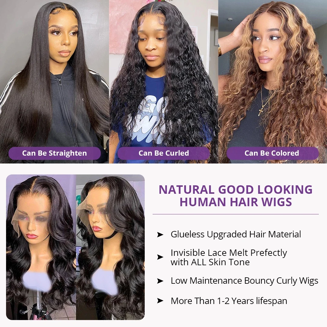 Body Wave 13x6 HD Lace Front Wigs Body Wave 13x4 Transparent Lace Human Hair Wigs Glueless 6x4 For Black Women High Density