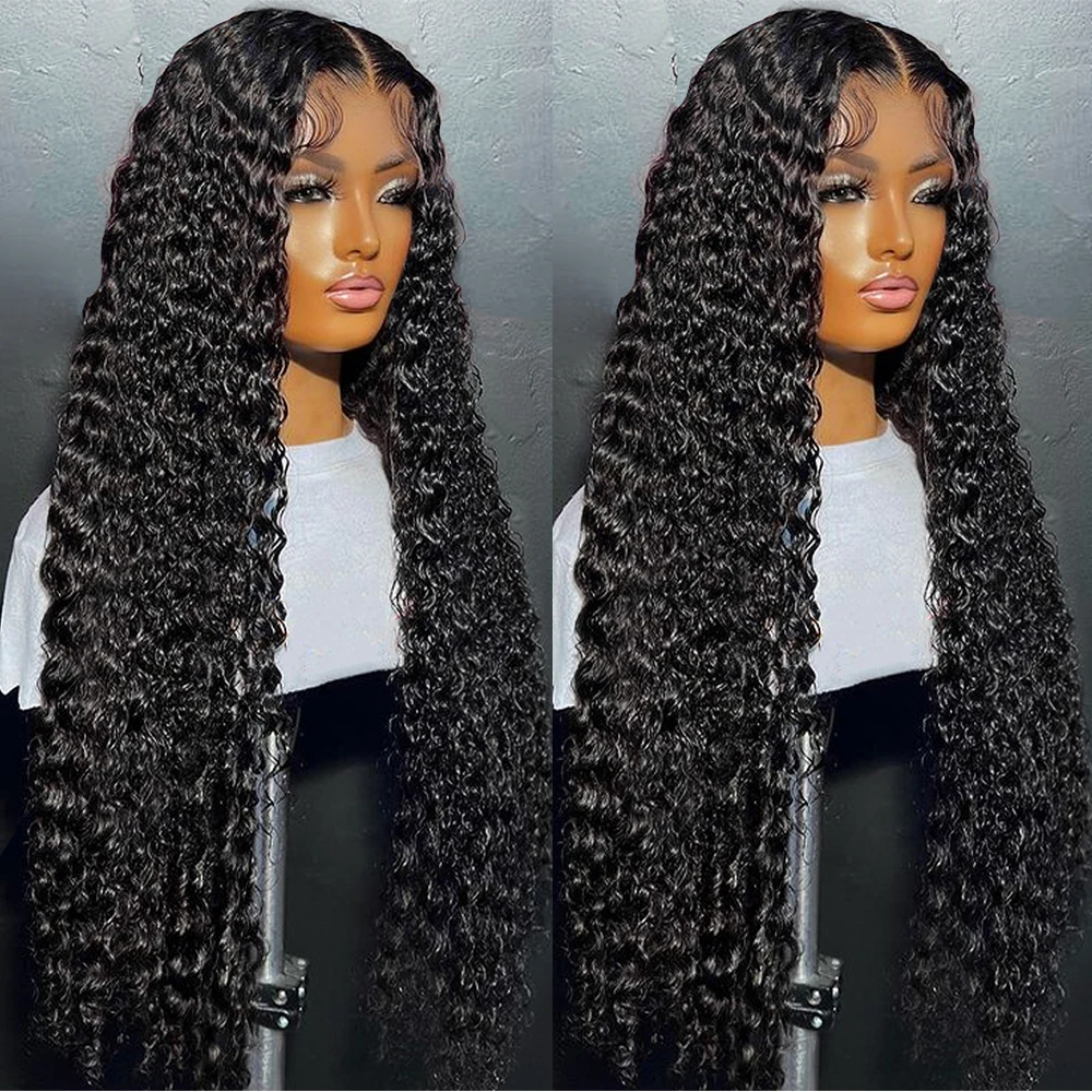 30 32Inch Deep Wave 13x4 13x6 HD Transparent Lace Frontal Wig Human Hair Water Curly 4x4 Lace Closure Wigs For Women Bling Hair