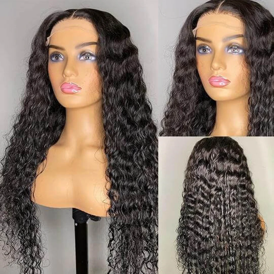 30 32Inch Deep Wave 13x4 13x6 HD Transparent Lace Frontal Wig Human Hair Water Curly 4x4 Lace Closure Wigs For Women Bling Hair