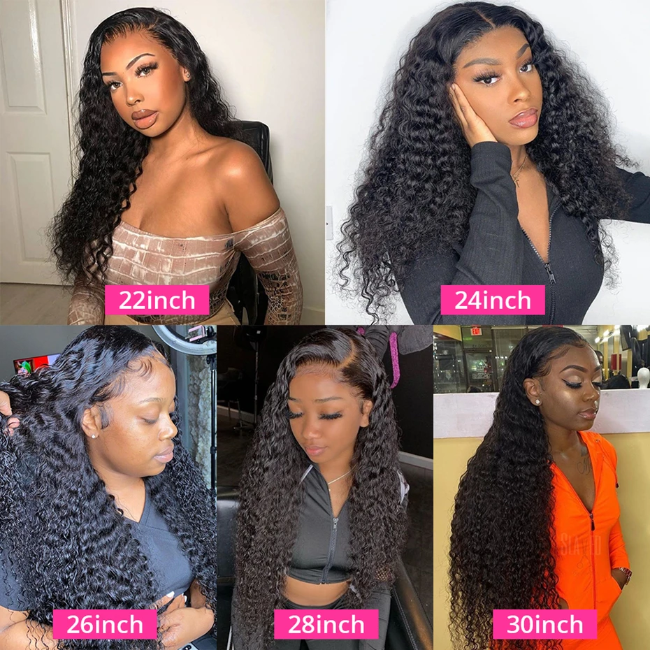 30 32Inch Deep Wave 13x4 13x6 HD Transparent Lace Frontal Wig Human Hair Water Curly 4x4 Lace Closure Wigs For Women Bling Hair