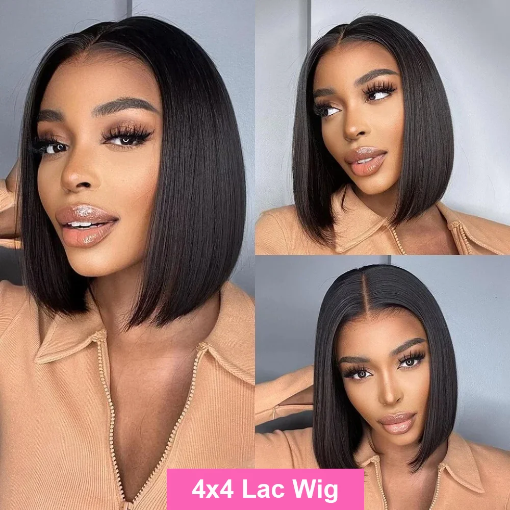 Bone Straight Bob Wig Lace Front 100% Human Hair Wigs For Women Short Bob Wig HD Lace Frontal Wig 8-16inch Wig Human Hair 200%