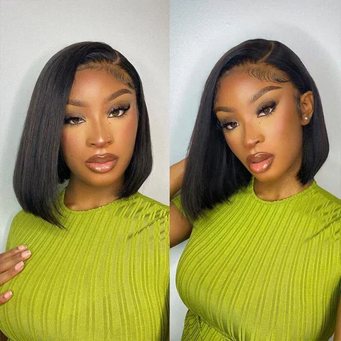 Bone Straight Bob Wig Lace Front 100% Human Hair Wigs For Women Short Bob Wig HD Lace Frontal Wig 8-16inch Wig Human Hair 200%