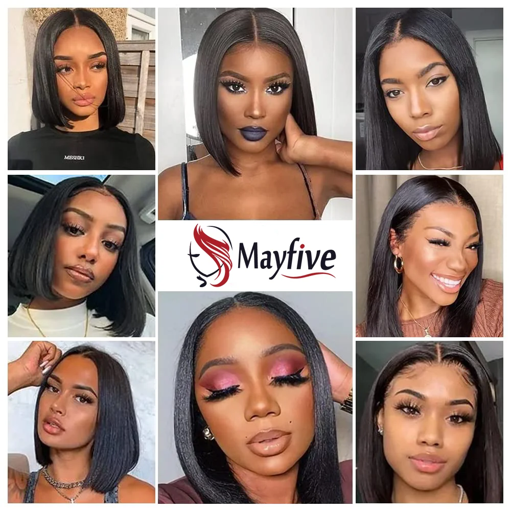 Bone Straight Bob Wig Lace Front 100% Human Hair Wigs For Women Short Bob Wig HD Lace Frontal Wig 8-16inch Wig Human Hair 200%