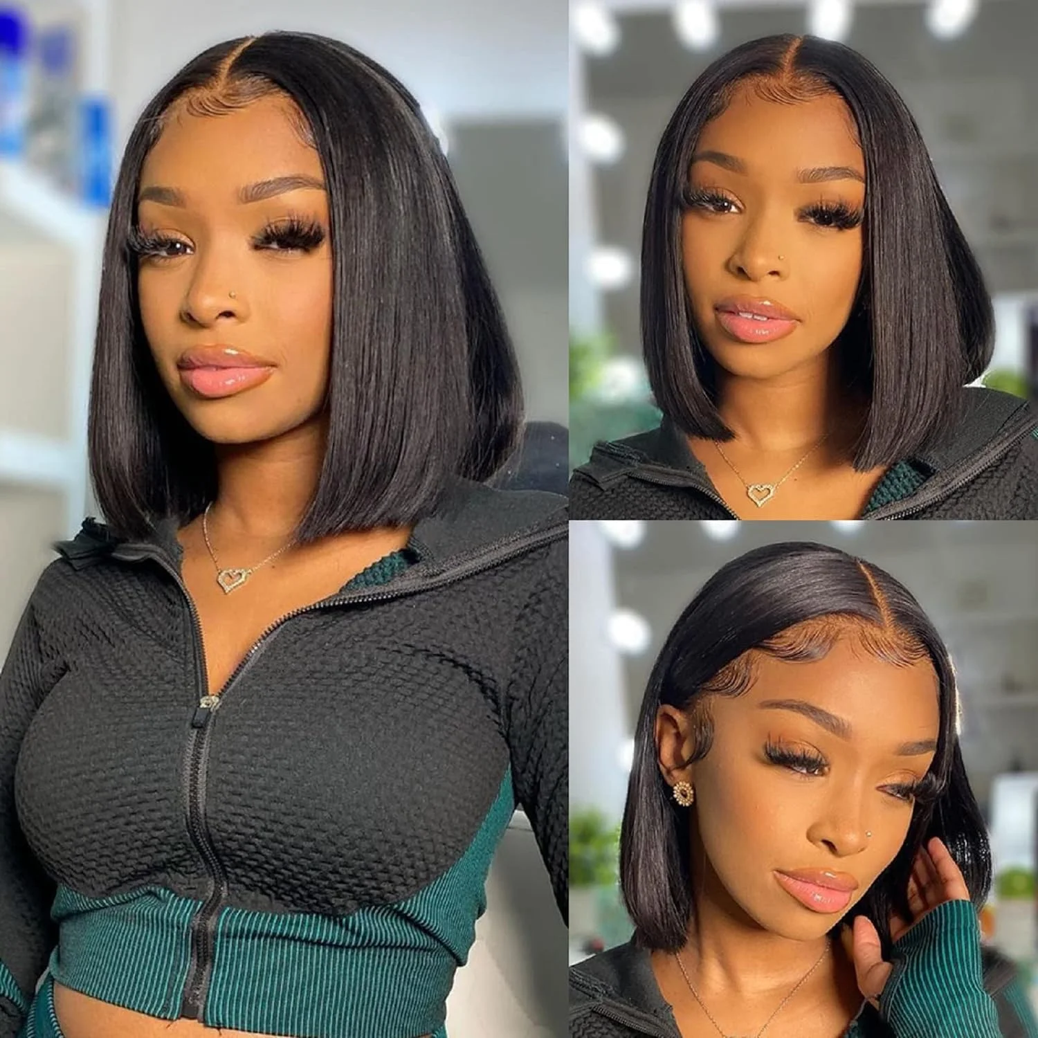 Bone Straight Bob Wig Lace Front 100% Human Hair Wigs For Women Short Bob Wig HD Lace Frontal Wig 8-16inch Wig Human Hair 200%