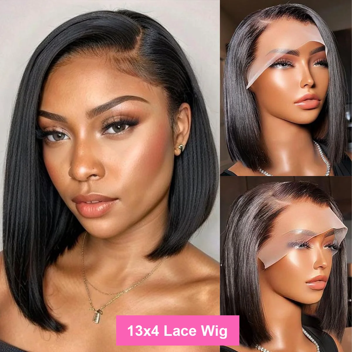 Bone Straight Bob Wig Lace Front 100% Human Hair Wigs For Women Short Bob Wig HD Lace Frontal Wig 8-16inch Wig Human Hair 200%