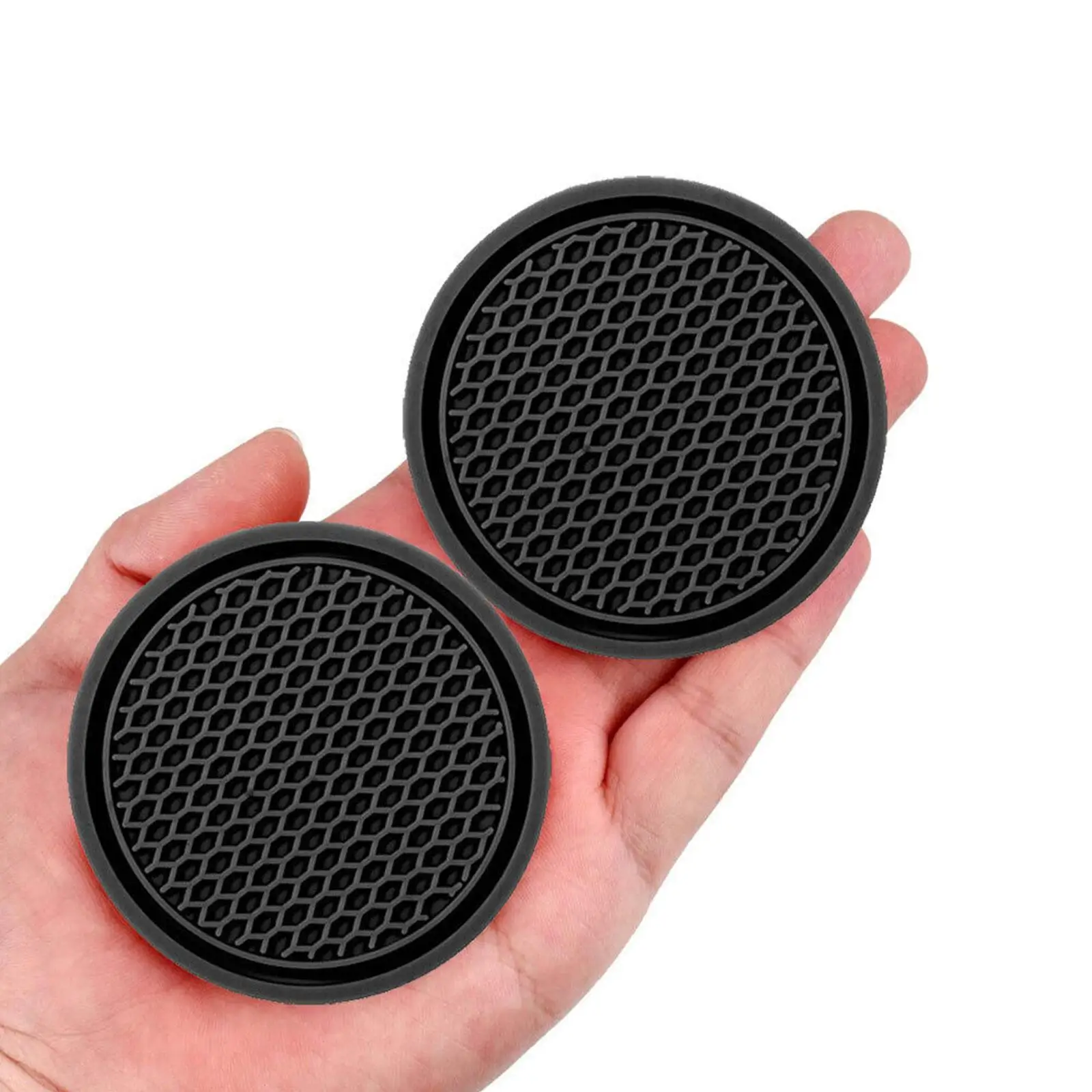 2pcs Non-slip Car Water Cup Pad Diamond Rhinestone Rubber Mat For Bottle Holder Coaster Auto Interior Anti-skid Cup Holders 7cm