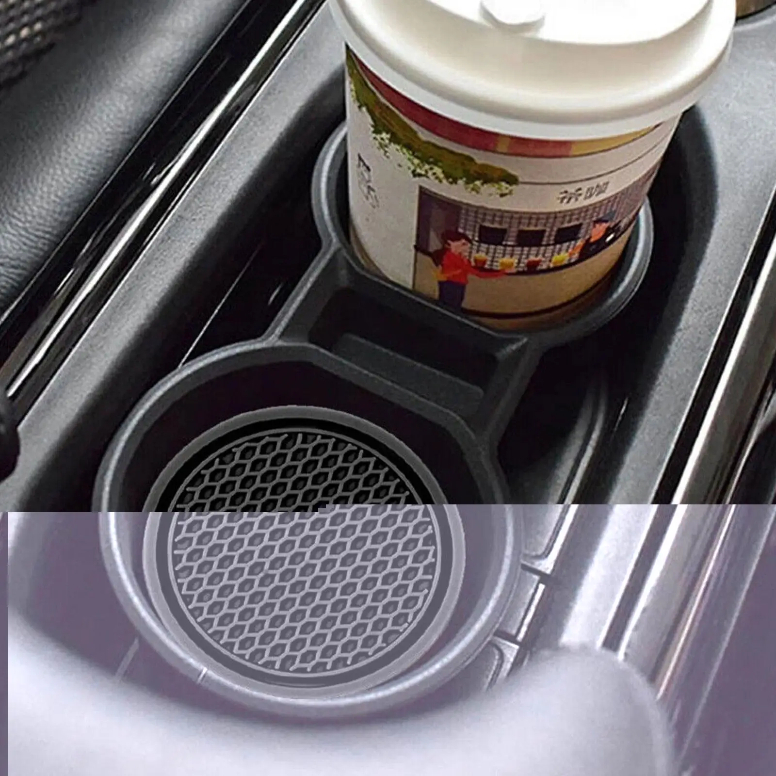 2pcs Non-slip Car Water Cup Pad Diamond Rhinestone Rubber Mat For Bottle Holder Coaster Auto Interior Anti-skid Cup Holders 7cm