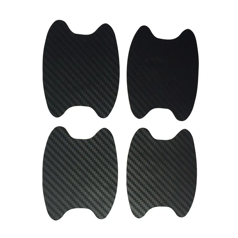 4pcs/Set Carbon Fiber Texture Car Door Handle Cup Scratch Protective Stickers Exterior Waterproof Auto Door Bowl Sticker