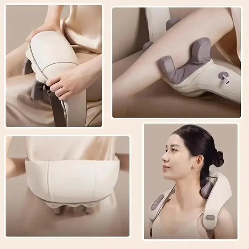 Wireless Neck Shoulder Massager Deep Heat Tissue Relief 5D Kneading Massage Pillow Portable Electric Shoulder Leg Body Massage