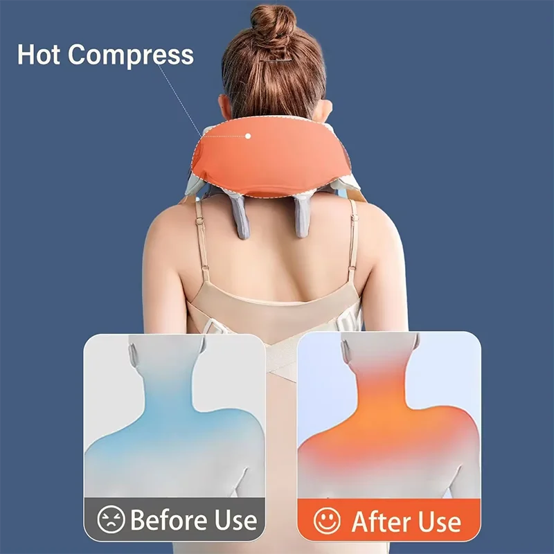 Wireless Neck Shoulder Massager Deep Heat Tissue Relief 5D Kneading Massage Pillow Portable Electric Shoulder Leg Body Massage