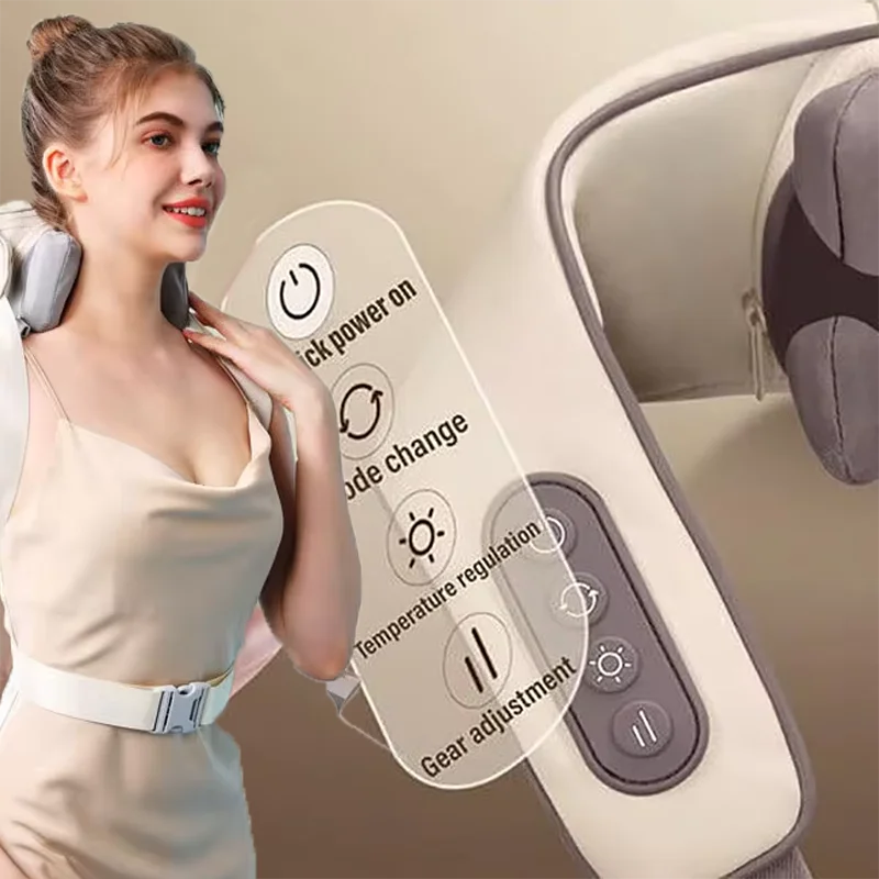 Wireless Neck Shoulder Massager Deep Heat Tissue Relief 5D Kneading Massage Pillow Portable Electric Shoulder Leg Body Massage