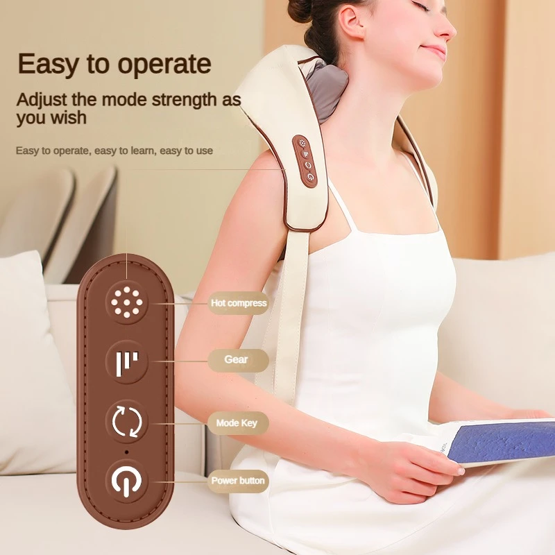 Wireless Electric Neck Should Massager Electric Massage Shawl Pillow for Neck Shoulder Waist Kneading Massager