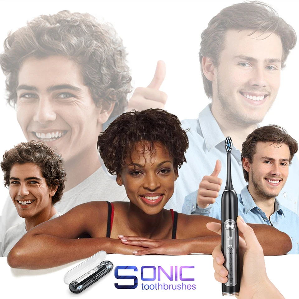 SUBORT Super Sonic Electric Toothbrushes for Adults Kid Smart Timer Whitening Toothbrush IPX7 Waterproof Replaceable Heads Set