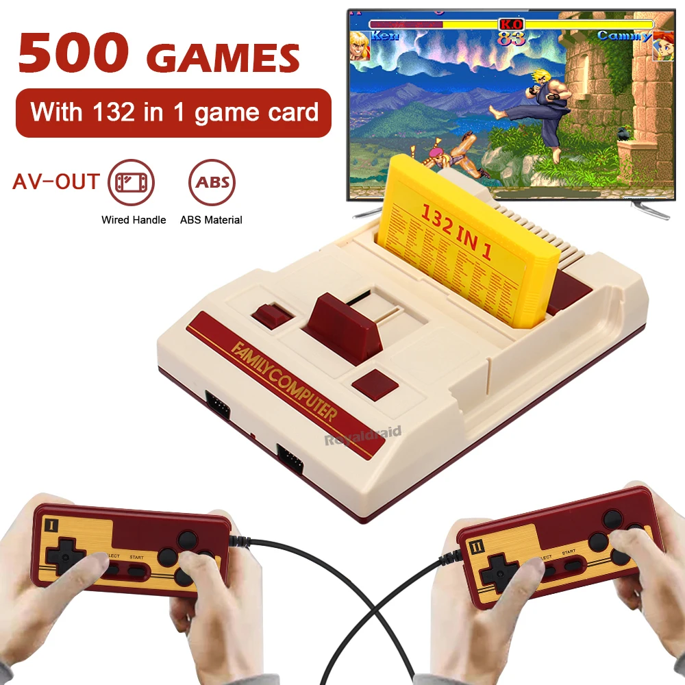 8 Bit Video Game Console Built in 500 Classic Games Family Computer TV Game Console Support Game Cartridge For FC Retro Gaming