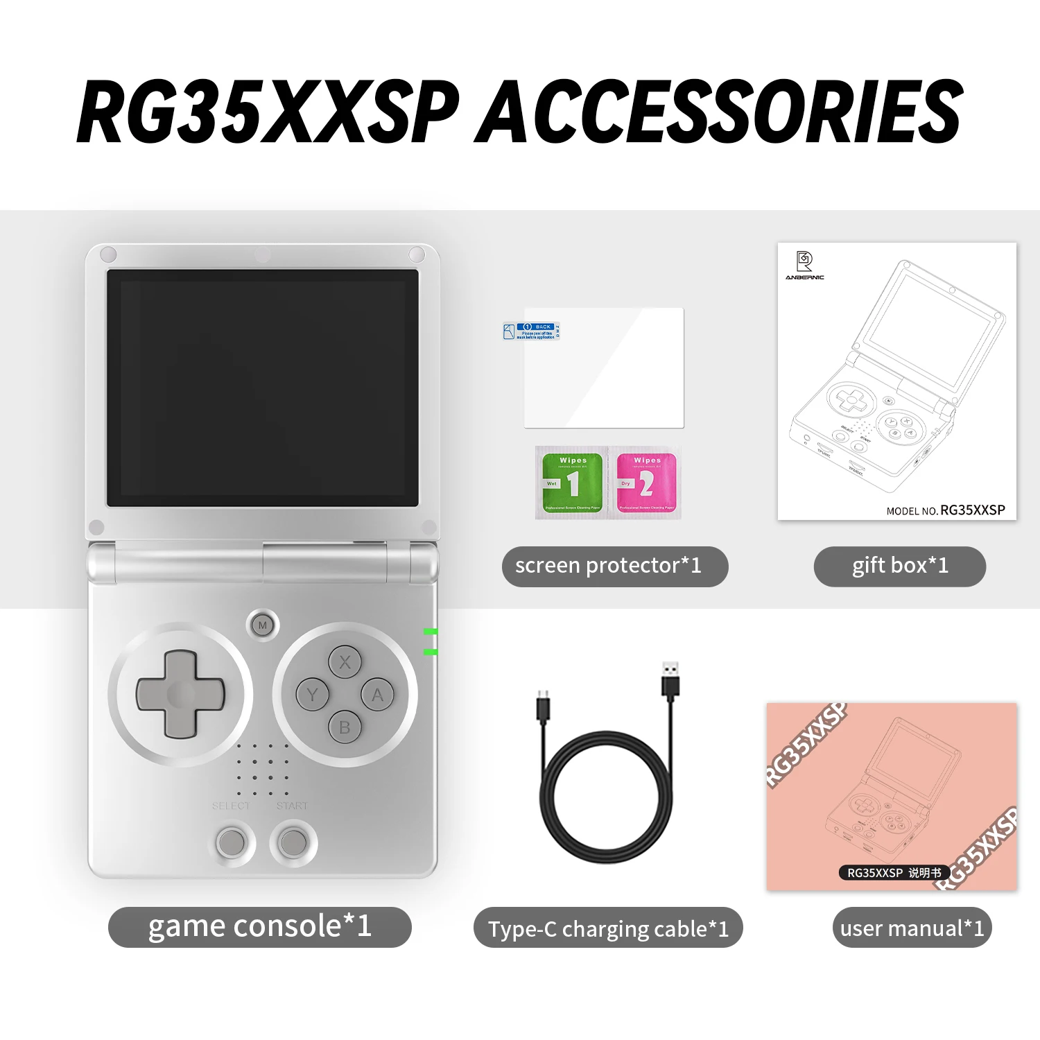 ANBERNIC RG35XXSP Retro Handheld Game Console 3.5-inch IPS Screen 3300mAh Battery Supports HDMI-TV Out and Bluetooth 4.2 5K Game