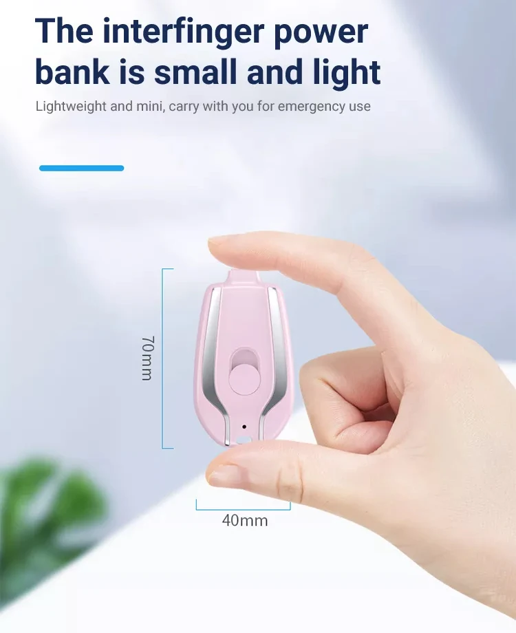 1500mAh Portable Mini Power Bank Keychain Emergency Charger for Iphone Android Smartphone