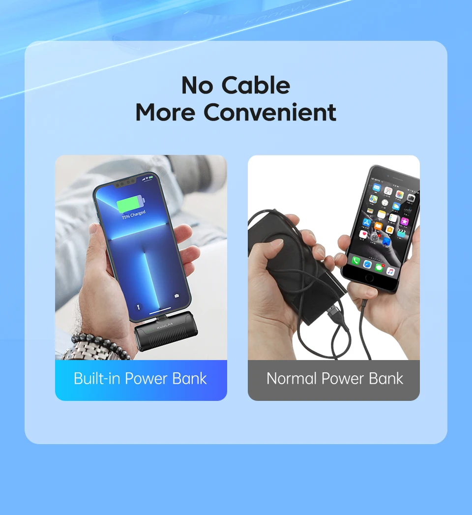 KUULAA Mini Power Bank 4500mAh - Portable Charger for iPhone 16 15 14 13 Pro Max & Samsung/Xiaomi - External Battery PowerBank