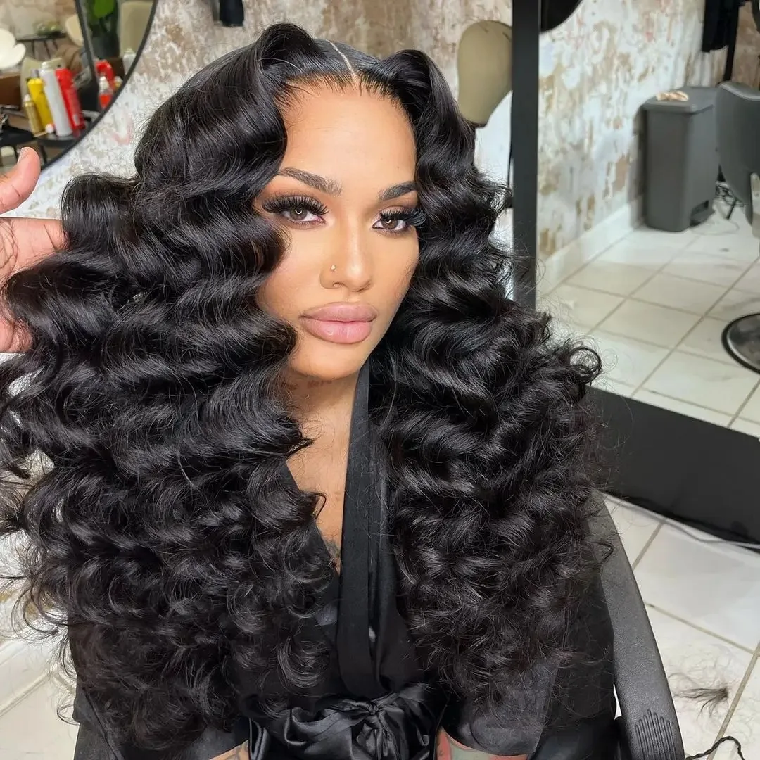 40 Inch Loose Deep Wave 13x4 13x6 HD Transparent Human Hair Wig 250 Density Brazilian Water Curly Nature Wave Lace Frontal Wigs