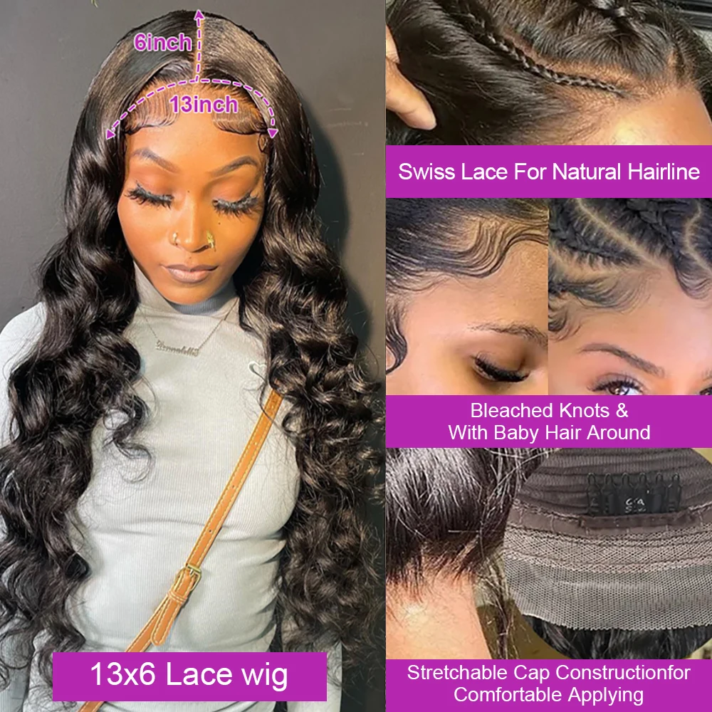 40 Inch Loose Deep Wave 13x4 13x6 HD Transparent Human Hair Wig 250 Density Brazilian Water Curly Nature Wave Lace Frontal Wigs