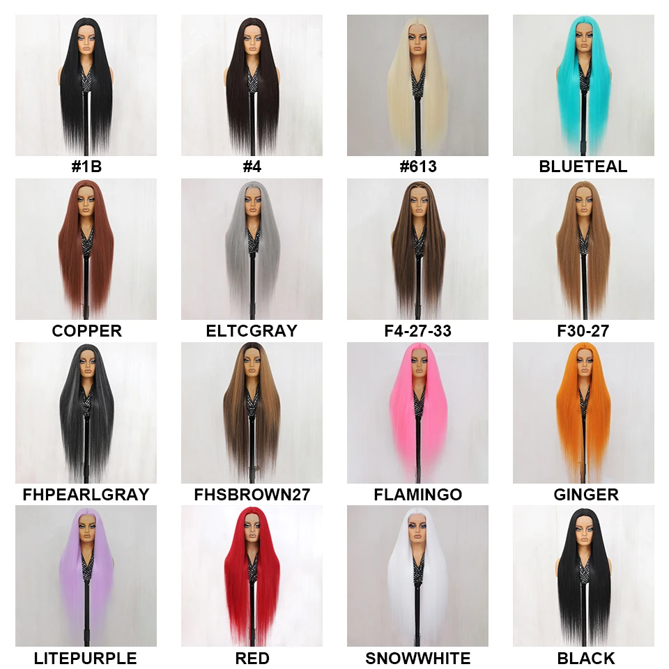 Synthetic 40 Inch Straight Lace Front Wig T-Part 13x4x1 Long Lace Wigs Heat-resistant Fiber Copper Ginger Lace Frontal Wigs