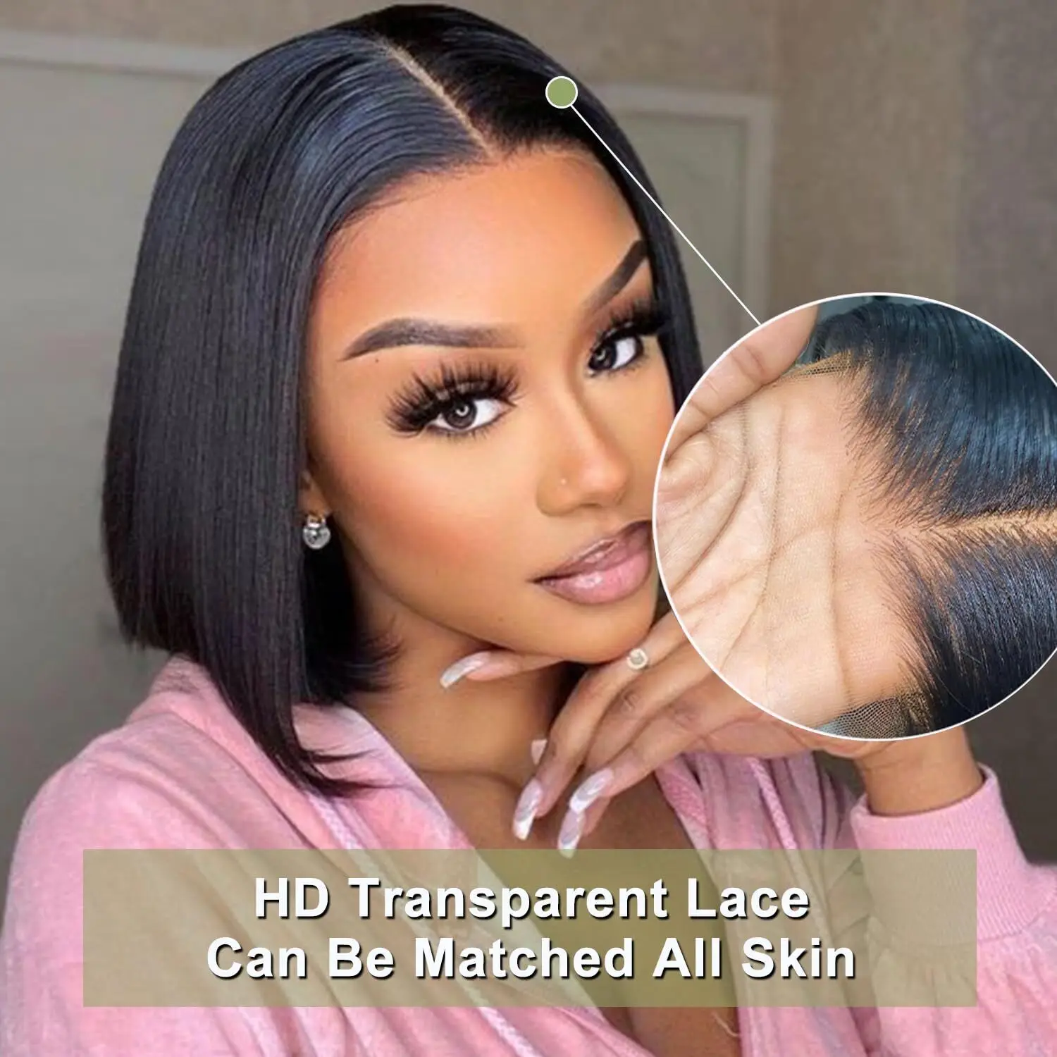 Wear And Go Glueless Human Hair Wig Bob HD Lace Straight Short Bob 4x4 Lace Frontal Pre Plucked Human Wigs Ready To Go ISEE HAIR