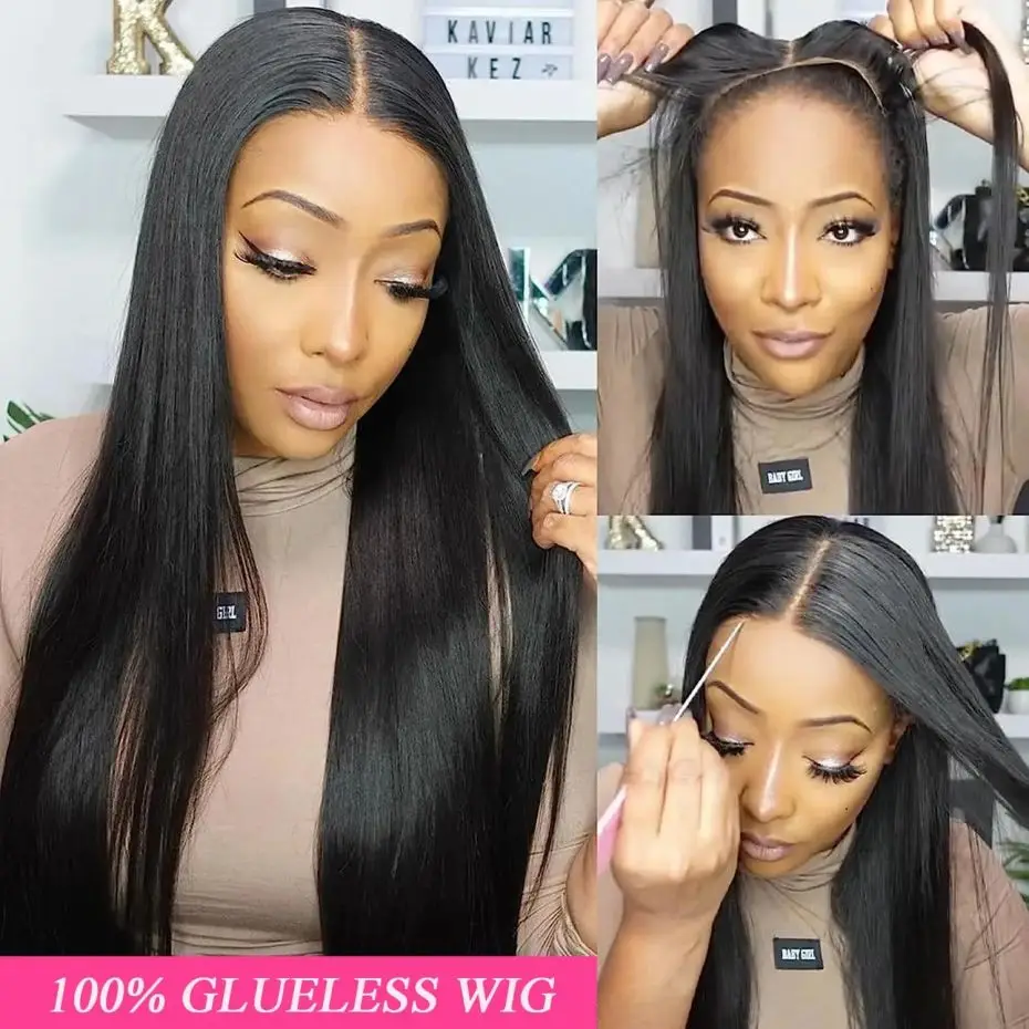 34 36 Inch Wear Go Glueless Wig Straight 6x4 Lace Wig Human Hair 5x5 Transparent Lace Closure Wig For Black Women Bling Hair