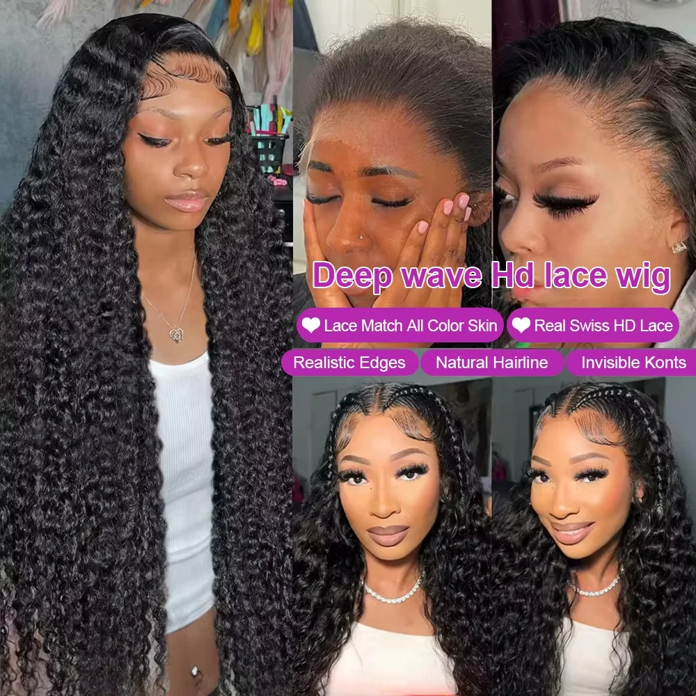 13x4 HD Transparent Lace Front Curly Wigs Brazilian 5x5 Glueless Closure Wig Human Hair 30 Inch 13x6 Loose Deep Wave Forntal Wig