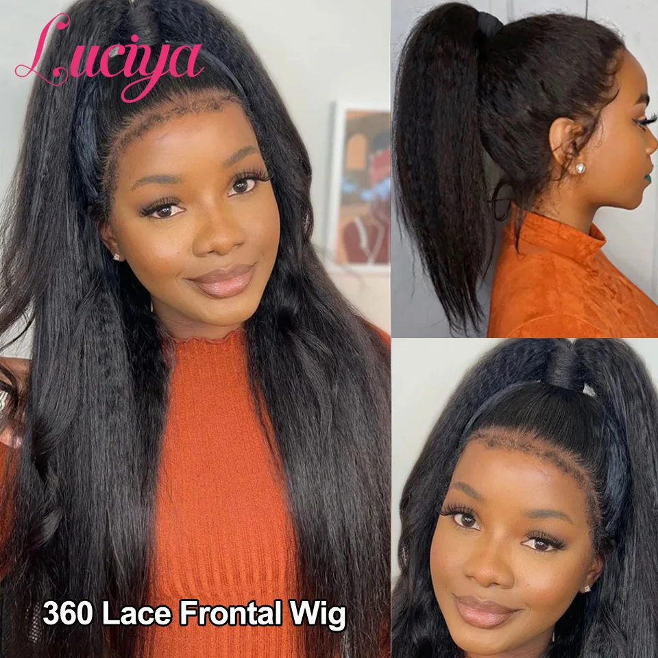 Kinky Straight Human Hair Wigs Ready To Wear 13x4/13x6 HD Lace Front Human Hair Wigs Yaki Frontal Lace Wig 5x5 Lace Closure Wigs