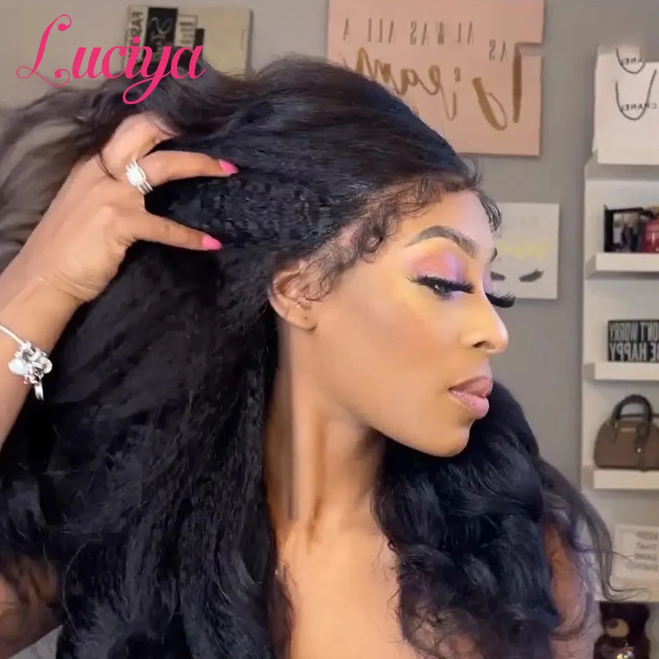 Kinky Straight Human Hair Wigs Ready To Wear 13x4/13x6 HD Lace Front Human Hair Wigs Yaki Frontal Lace Wig 5x5 Lace Closure Wigs