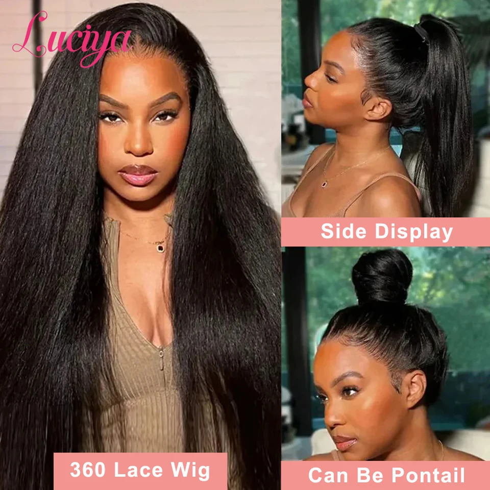 Kinky Straight Human Hair Wigs Ready To Wear 13x4/13x6 HD Lace Front Human Hair Wigs Yaki Frontal Lace Wig 5x5 Lace Closure Wigs