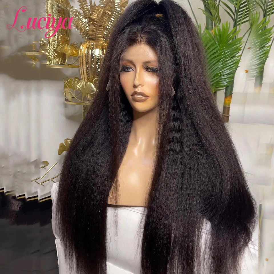 Kinky Straight Human Hair Wigs Ready To Wear 13x4/13x6 HD Lace Front Human Hair Wigs Yaki Frontal Lace Wig 5x5 Lace Closure Wigs